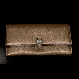 Alexander McQueen Gold Metallic Skull Wallet